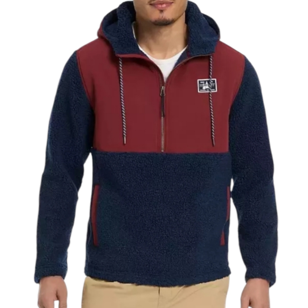 Hurley Half Zip Sherpa Anorak Hoodie Colorblock Pullover Jacket Size M NWT